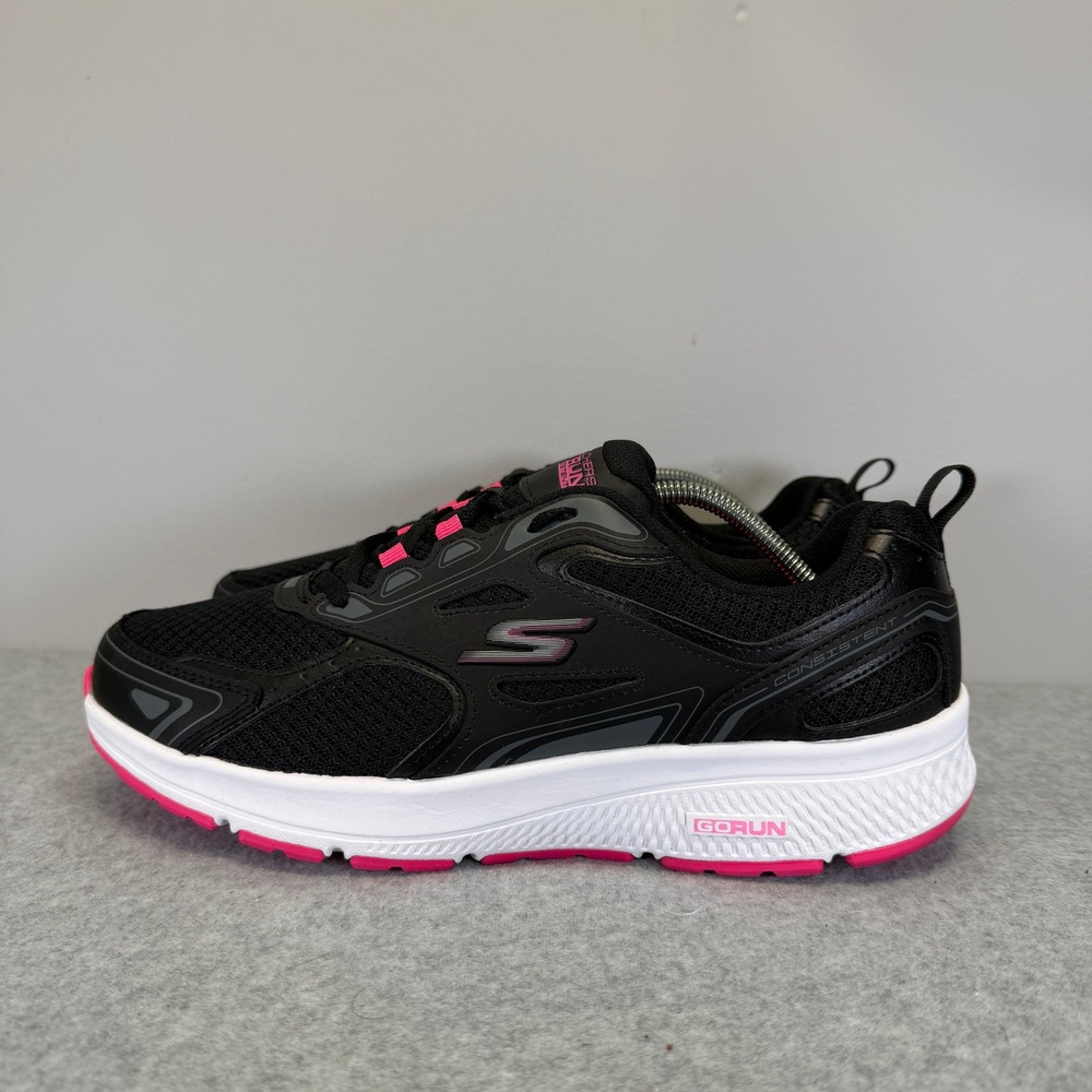 Skechers GOrun Consistent Womens Shoes Size 10 Black Pink Running Sneaker 128075